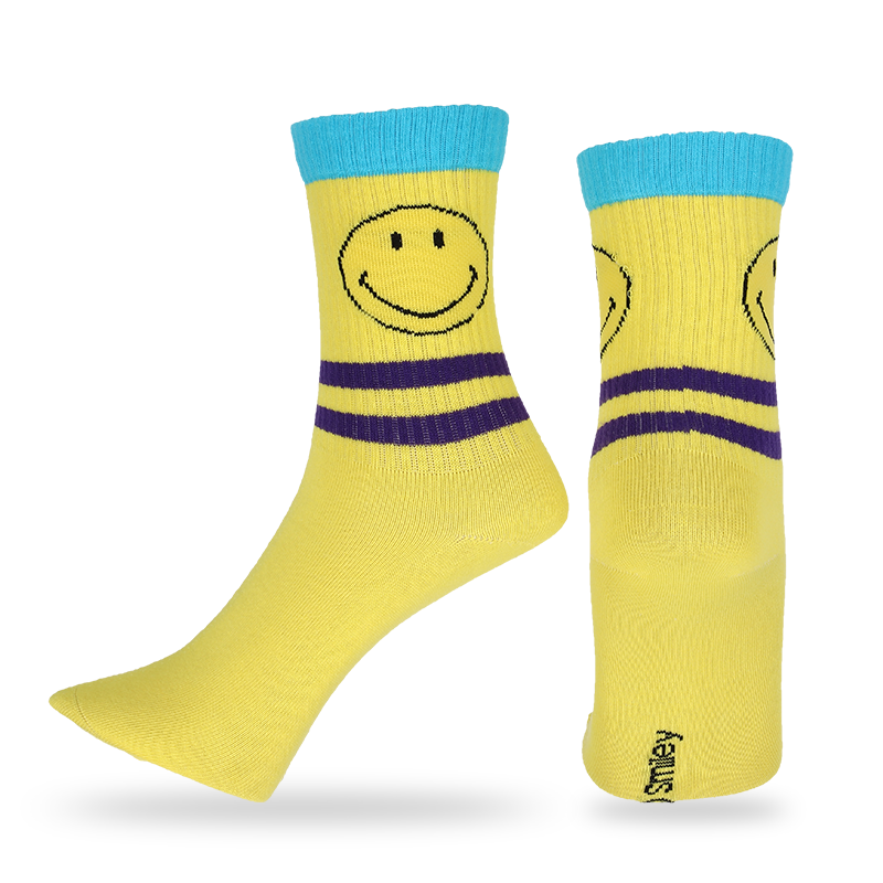 Stokin kru kasual lelaki tersuai dengan corak muka emoji smiley dan huruf, yang dibuat dengan kapas berkualiti tinggi, jadi stokin lembut, selesa, tahan lama, bernafas dan hangat.