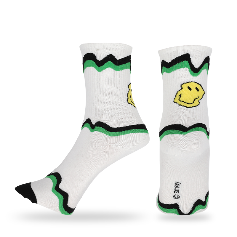 Emoji smiley fesyen lelaki menghadapi sarung kaki kasual suku corak, yang diperbuat daripada kapas berkualiti tinggi, jadi sarung kaki lembut, selesa, tahan lama, bernafas dan hangat.