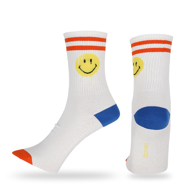 Emoji smiley fesyen lelaki menghadapi sarung kaki kasual suku corak, yang diperbuat daripada kapas berkualiti tinggi, jadi sarung kaki lembut, selesa, tahan lama, bernafas dan hangat.
